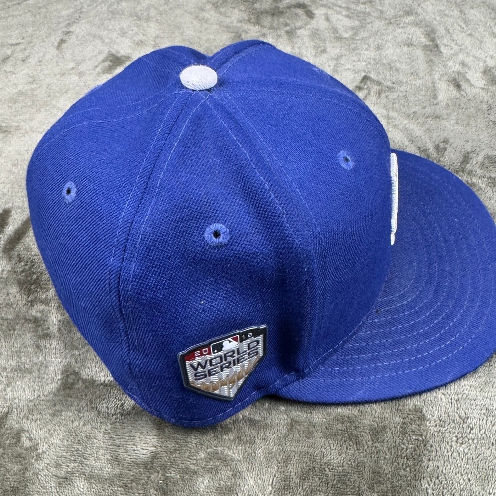 New Era 59FIFTY Los Angeles Dodgers 2018 World Series Patch Hat Blue Size 7 3/8 - Picture 4 of 8